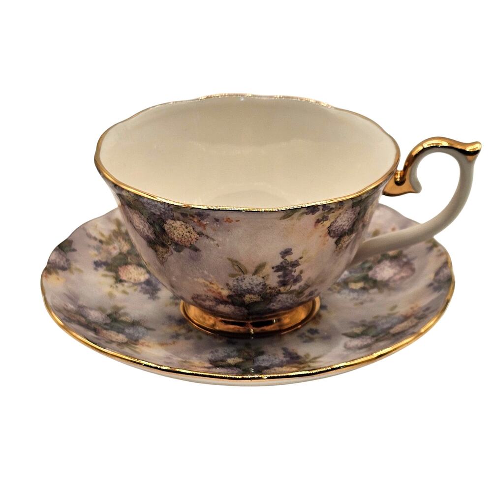 Vintage Bradford Editions Lena Liu "Treasured" Floral Teacup & Saucer Set